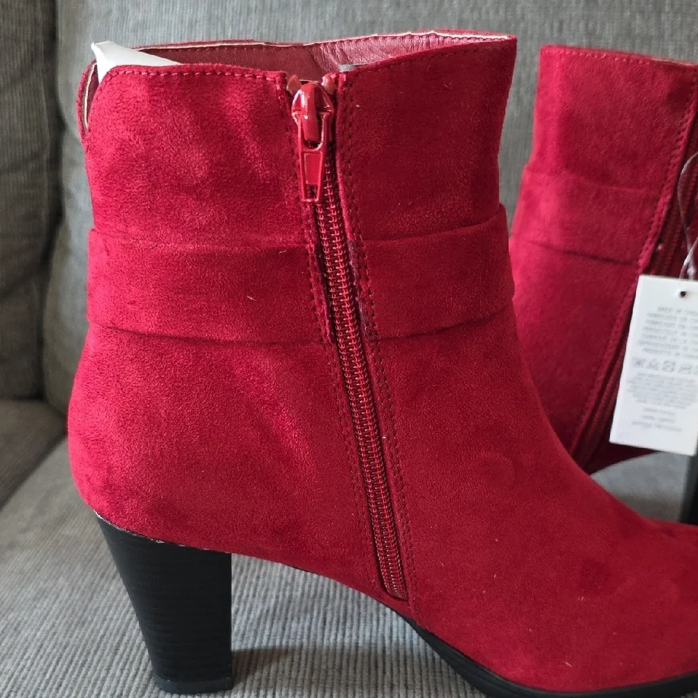 Elegant Women's Dark Red Suede Ankle Boots By Mysoft, Size 9, NWT, 3 Inch Heel - Picture 10 of 15
